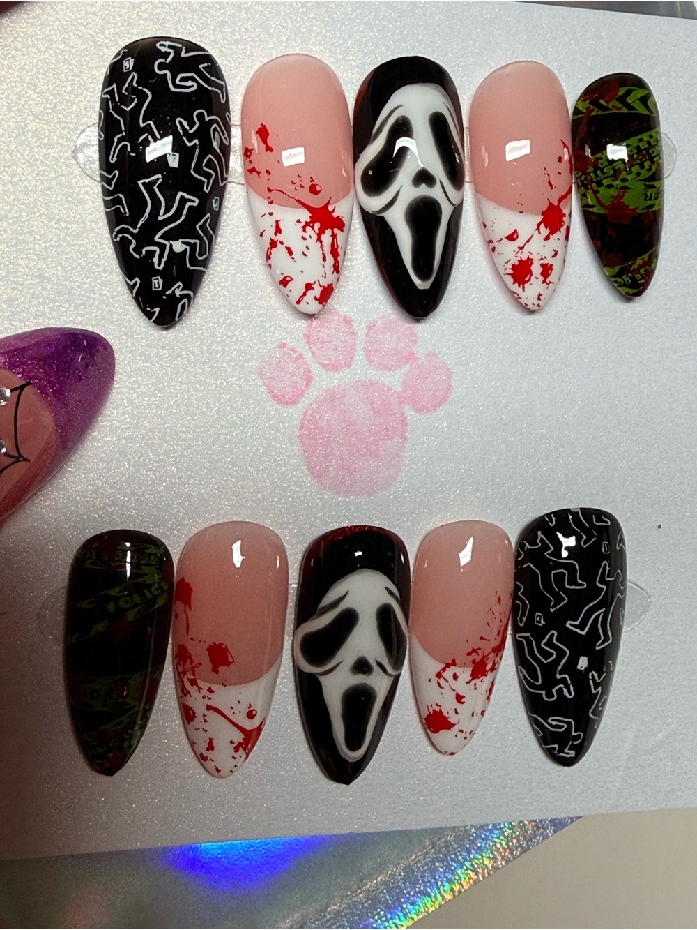 Horror Scream Nail Art Set - medium almond size medium